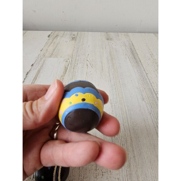 Vintage faux chocolate egg Easter spring decor set pink striped - Picture 11 of 11